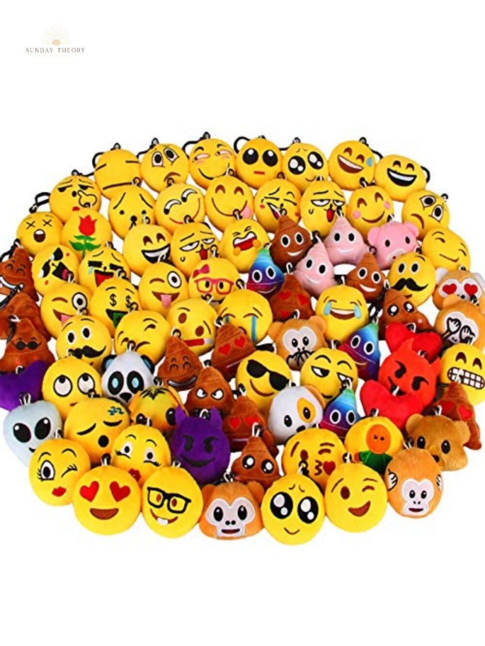 80 Pcs Emoticon Plush Keychains Party Favors for Kids